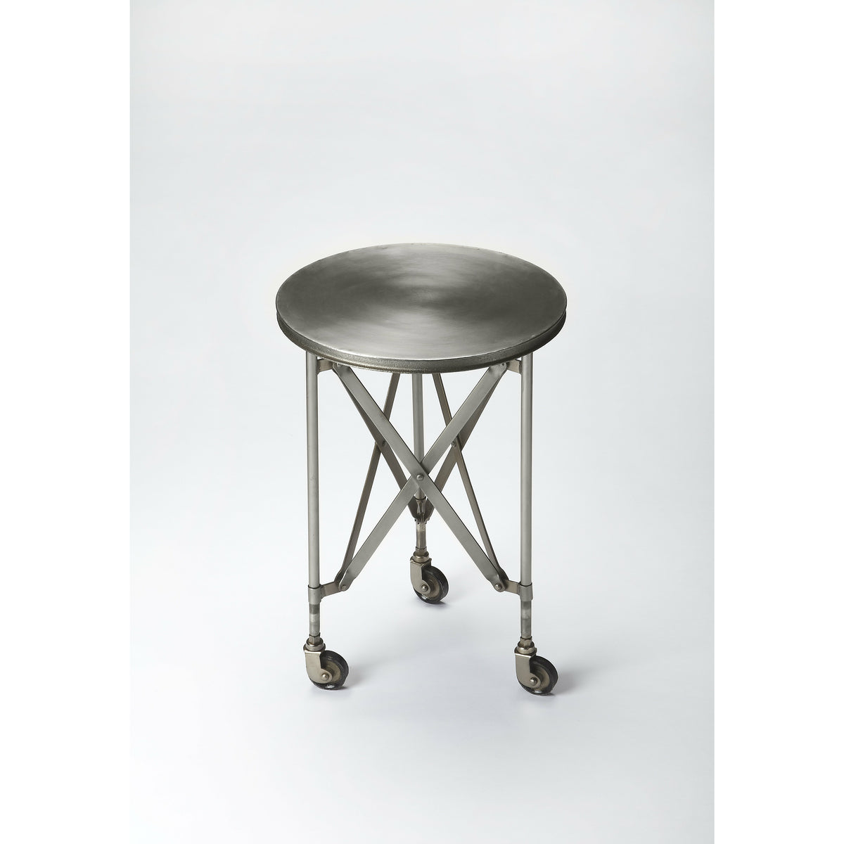 Butler Specialty Modern Round Silver Iron Accent Table Accent Tables Butler Specialty