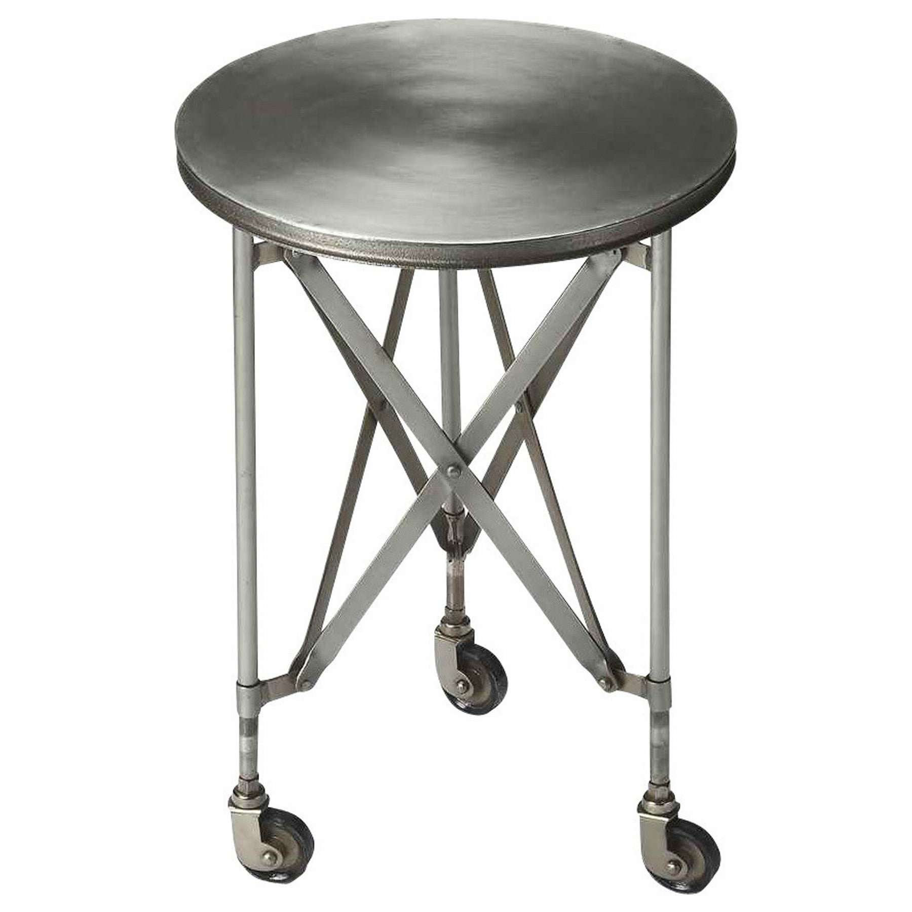 Butler Specialty Modern Round Silver Iron Accent Table Accent Tables Butler Specialty