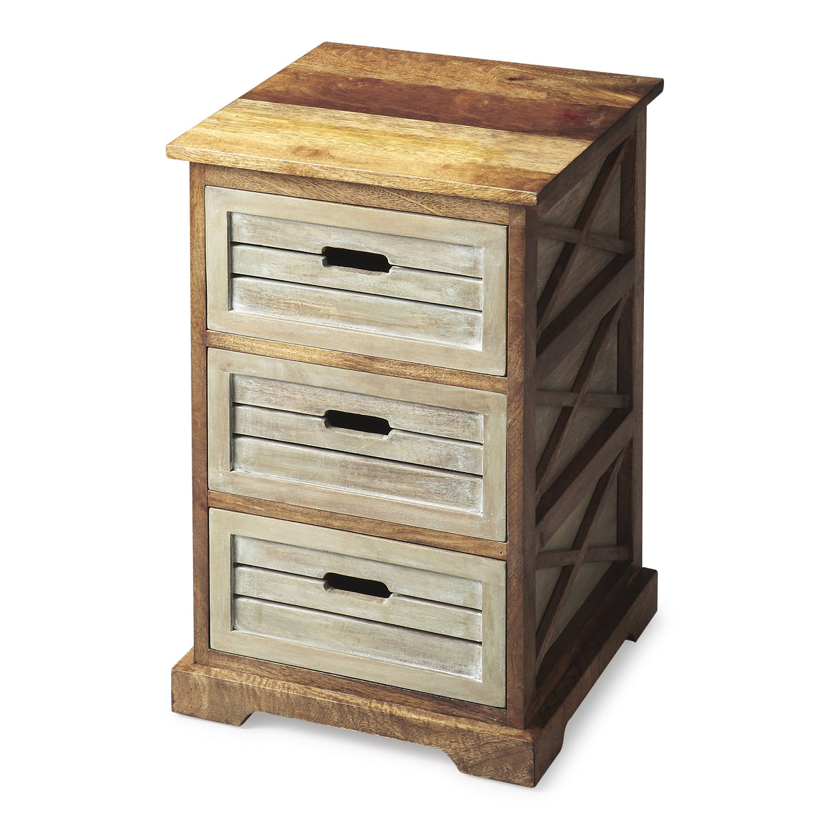 Butler Specialty Charming Transitional Square Multi_Color Chairside 3 Drawers Chest Chairside Chests Butler Specialty