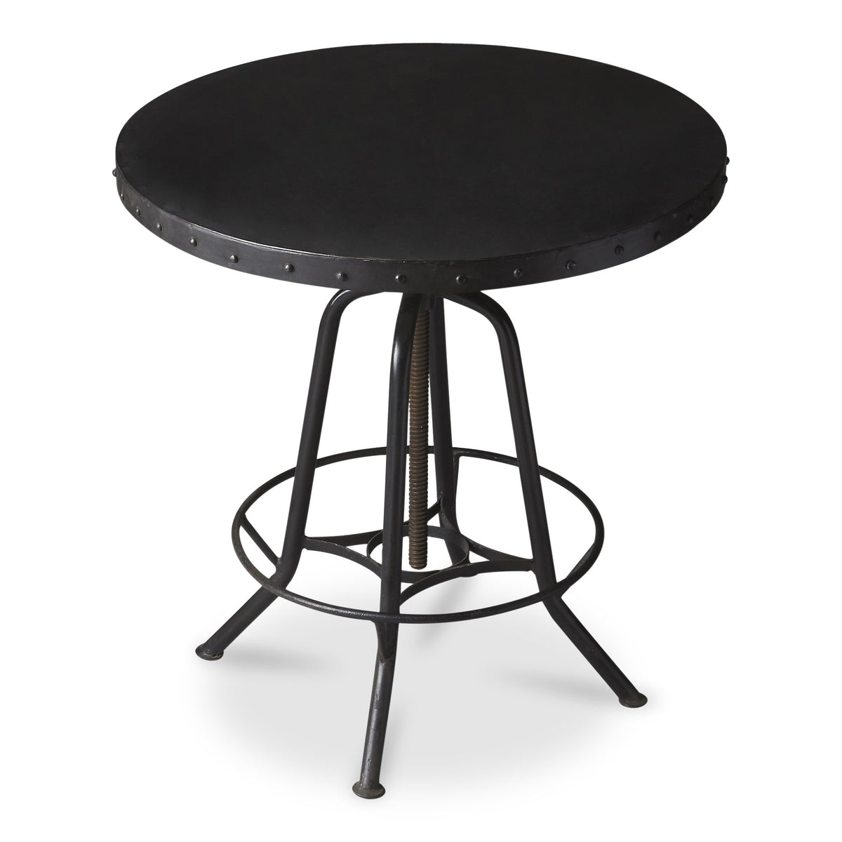 Butler Specialty Industrial Look Round Black Metal Hall/Pub Table Foyer Tables Butler Specialty