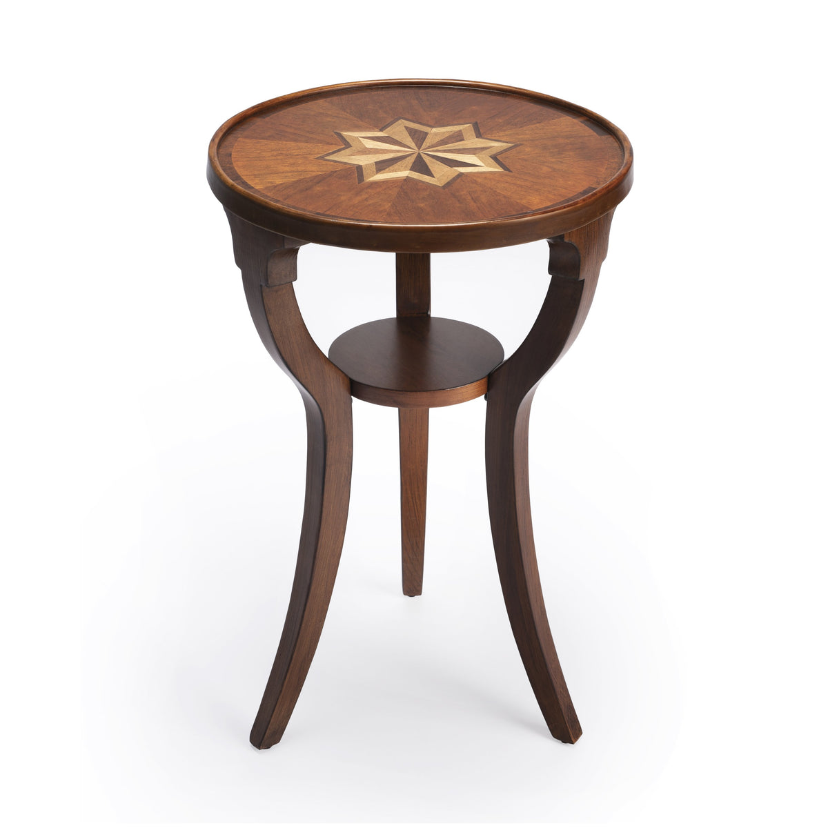 Butler Specialty Traditional Olive Ash Burl Brown Round Accent Table Accent Tables Butler Specialty