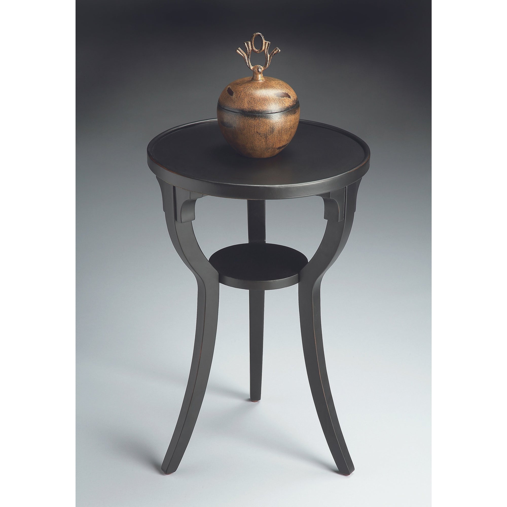 Butler Specialty Transitional Black Licorice Round Accent Table Accent Tables Butler Specialty