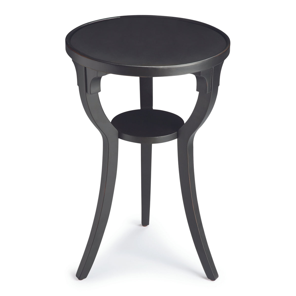 Butler Specialty Transitional Black Licorice Round Accent Table Accent Tables Butler Specialty
