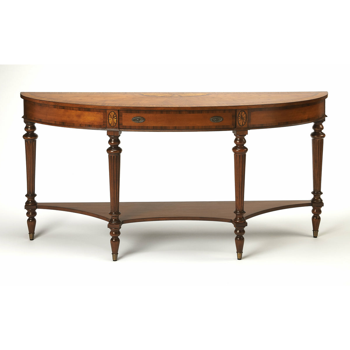 Butler Specialty Medium Brown Demilune Traditional Connoisseur&#39;S Console Table Consoles/Sofa Tables Butler Specialty
