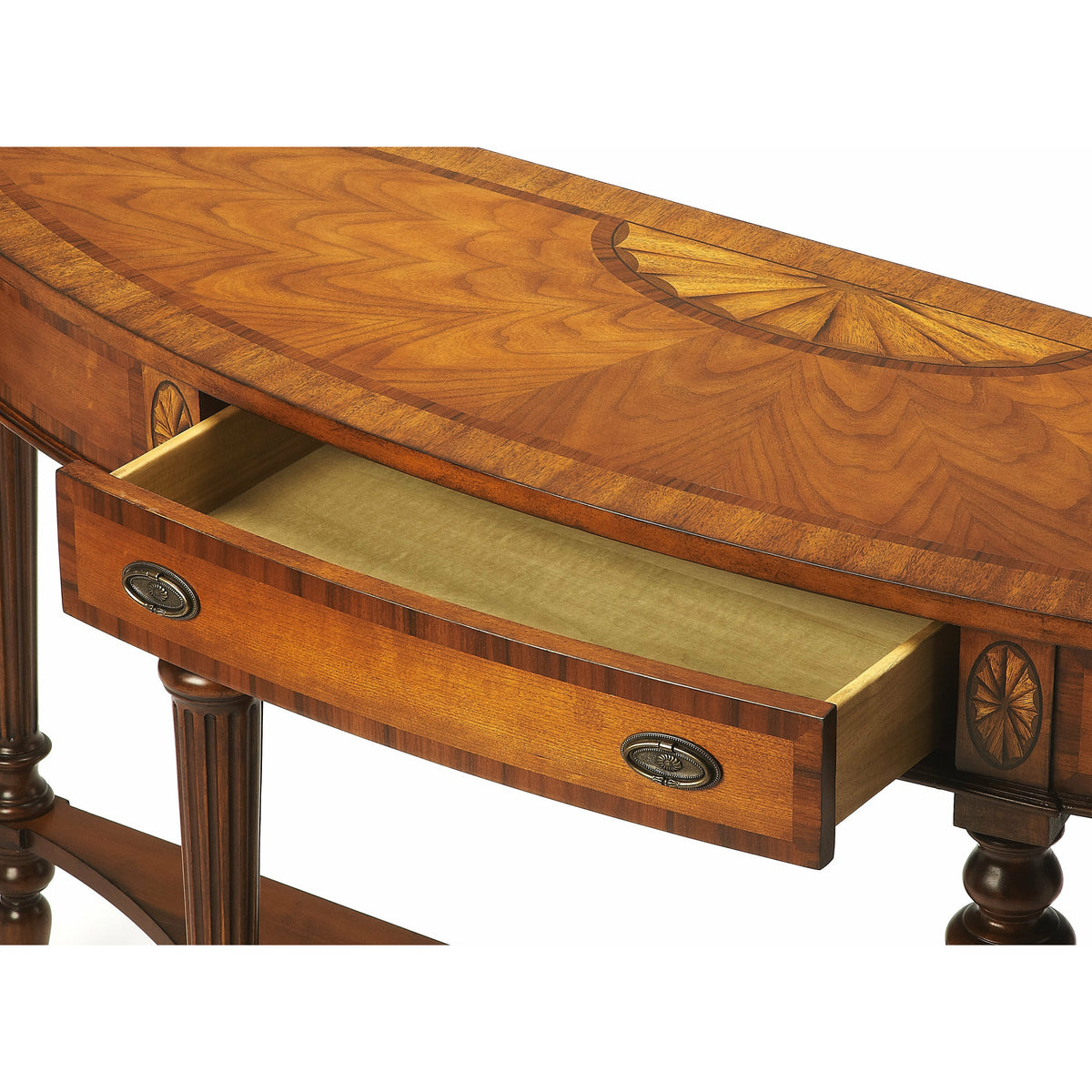 Butler Specialty Medium Brown Demilune Traditional Connoisseur&#39;S Console Table Consoles/Sofa Tables Butler Specialty