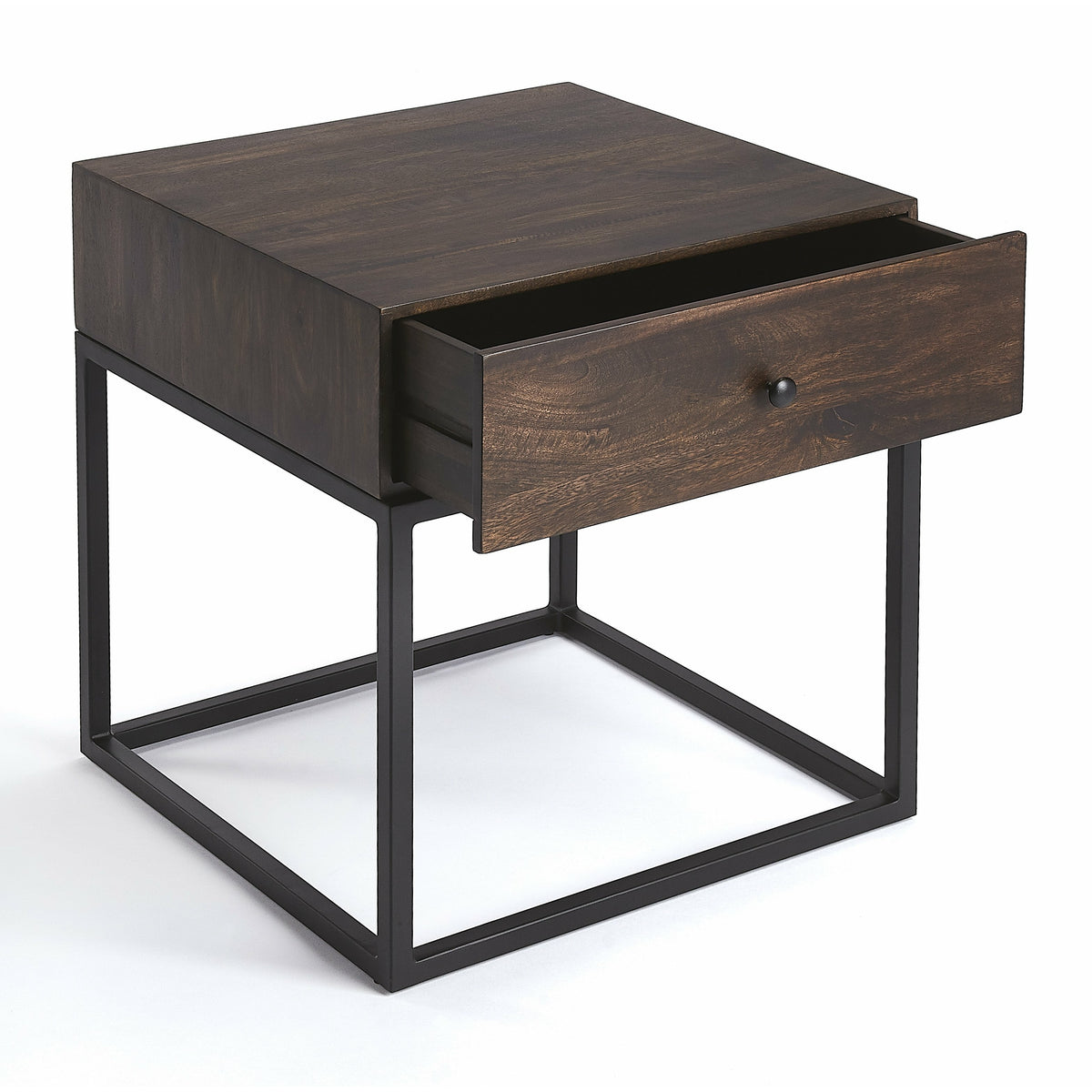 Butler Specialty Minimalistic Industrial Style Square Dark Brown Coffee Iron End Table Accent Tables Butler Specialty