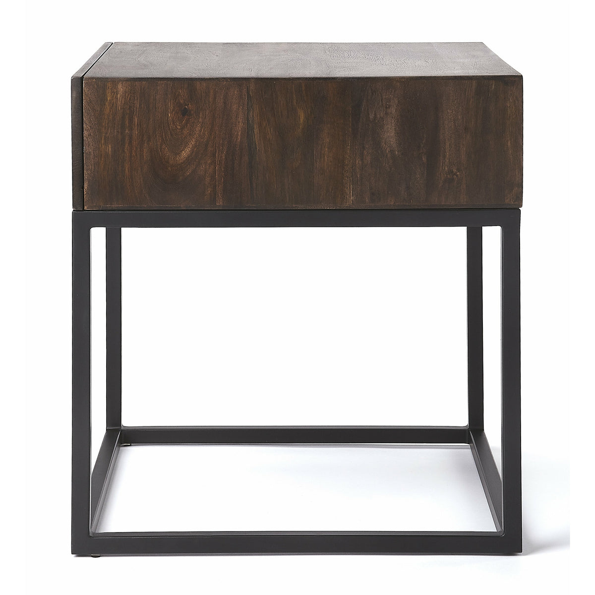 Butler Specialty Minimalistic Industrial Style Square Dark Brown Coffee Iron End Table Accent Tables Butler Specialty