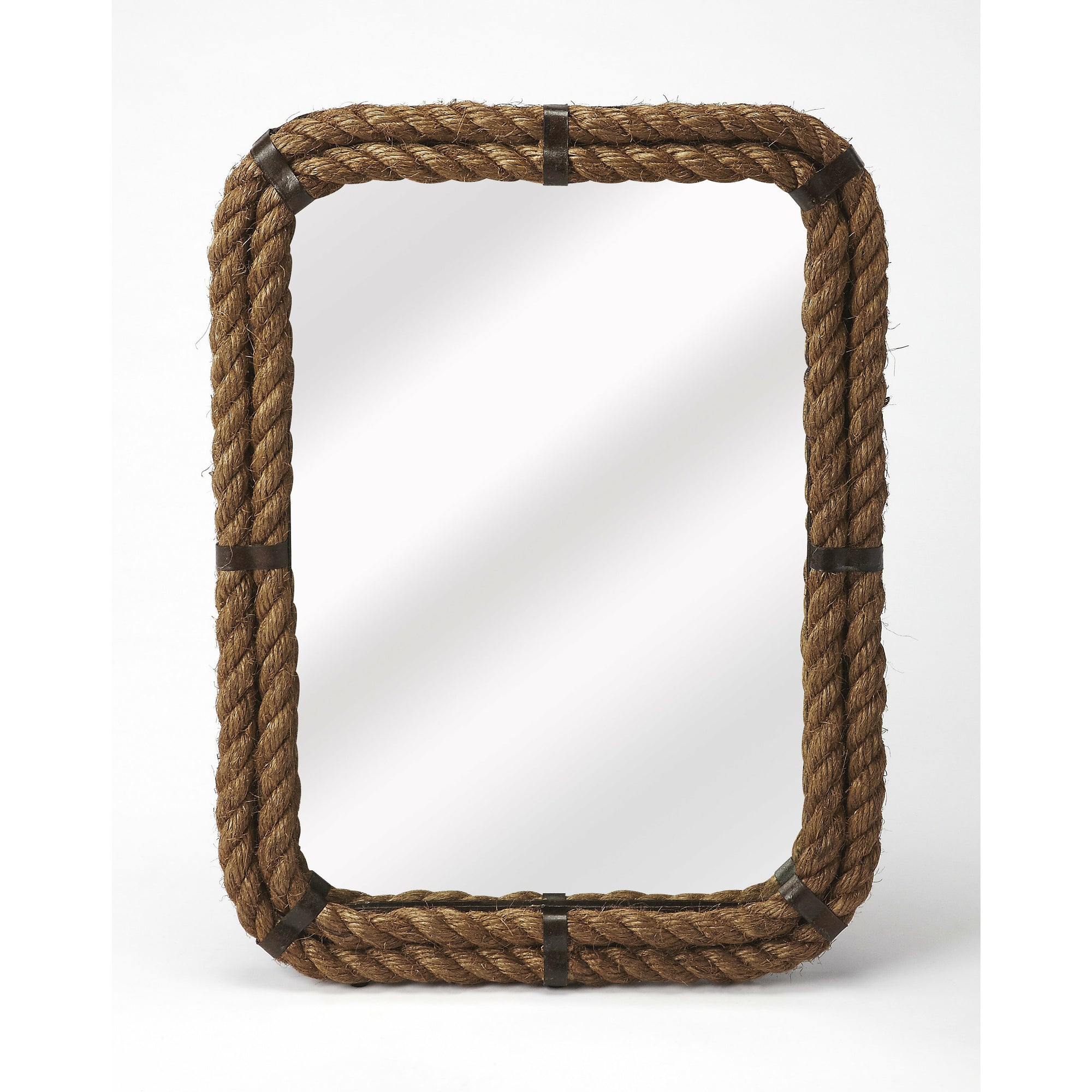 Butler Specialty Unique Rectangular Light Brown Rope Wall Mirror Mirrors Butler Specialty