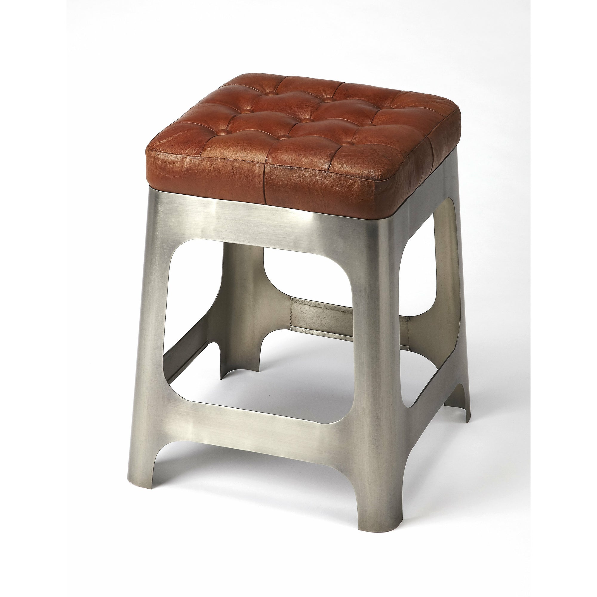 Butler Specialty Modern Square Iron Leather Counter Stool Barstools Butler Specialty