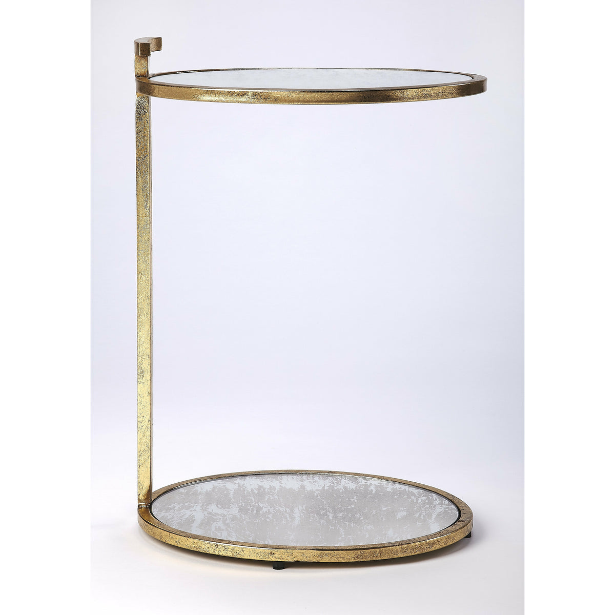 Butler Specialty Clean Contemporary Oval Gold Metal Mirror Side Table Accent Tables Butler Specialty