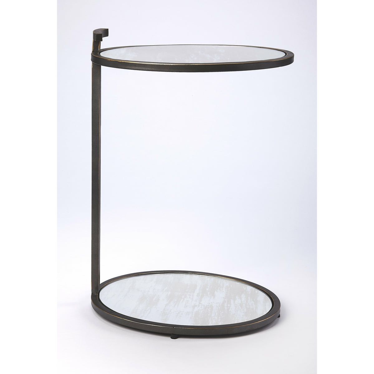 Butler Specialty Clean Contemporary Oval Black Metal Mirror Side Table Accent Tables Butler Specialty