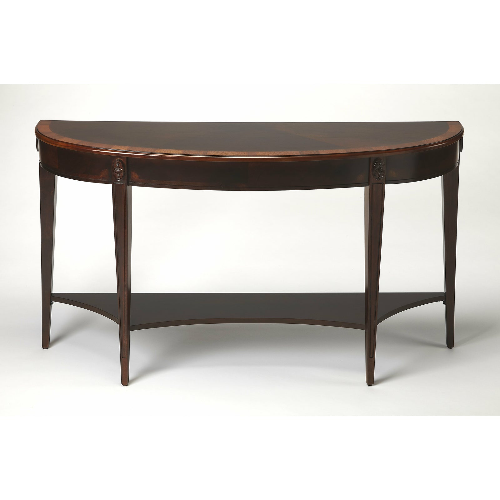 Butler Specialty Traditional Dark Brown Cherry Nouveau Demilune Console Table Consoles/Sofa Tables Butler Specialty