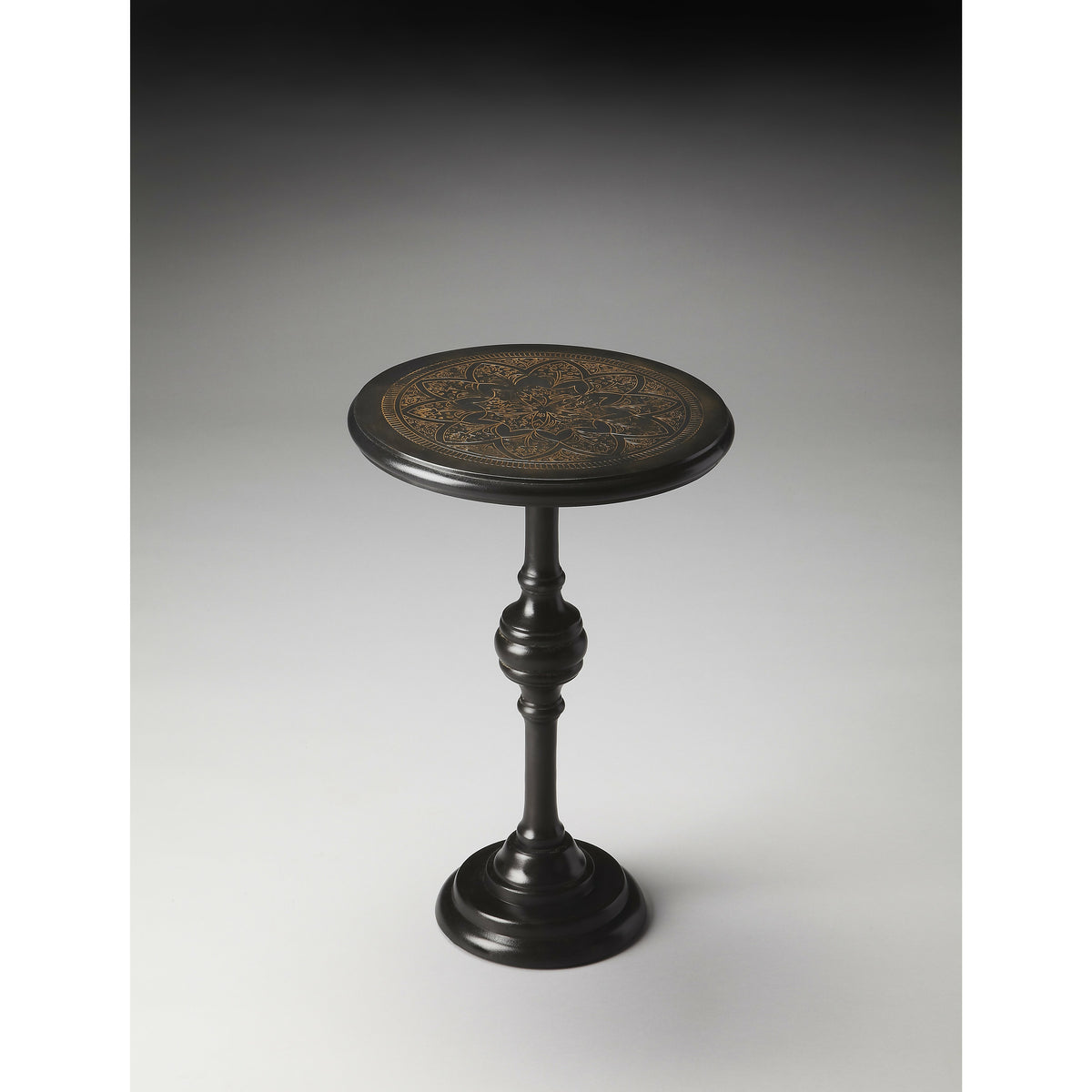 Butler Specialty Traditional Round Black Metal Accent Table Accent Tables Butler Specialty