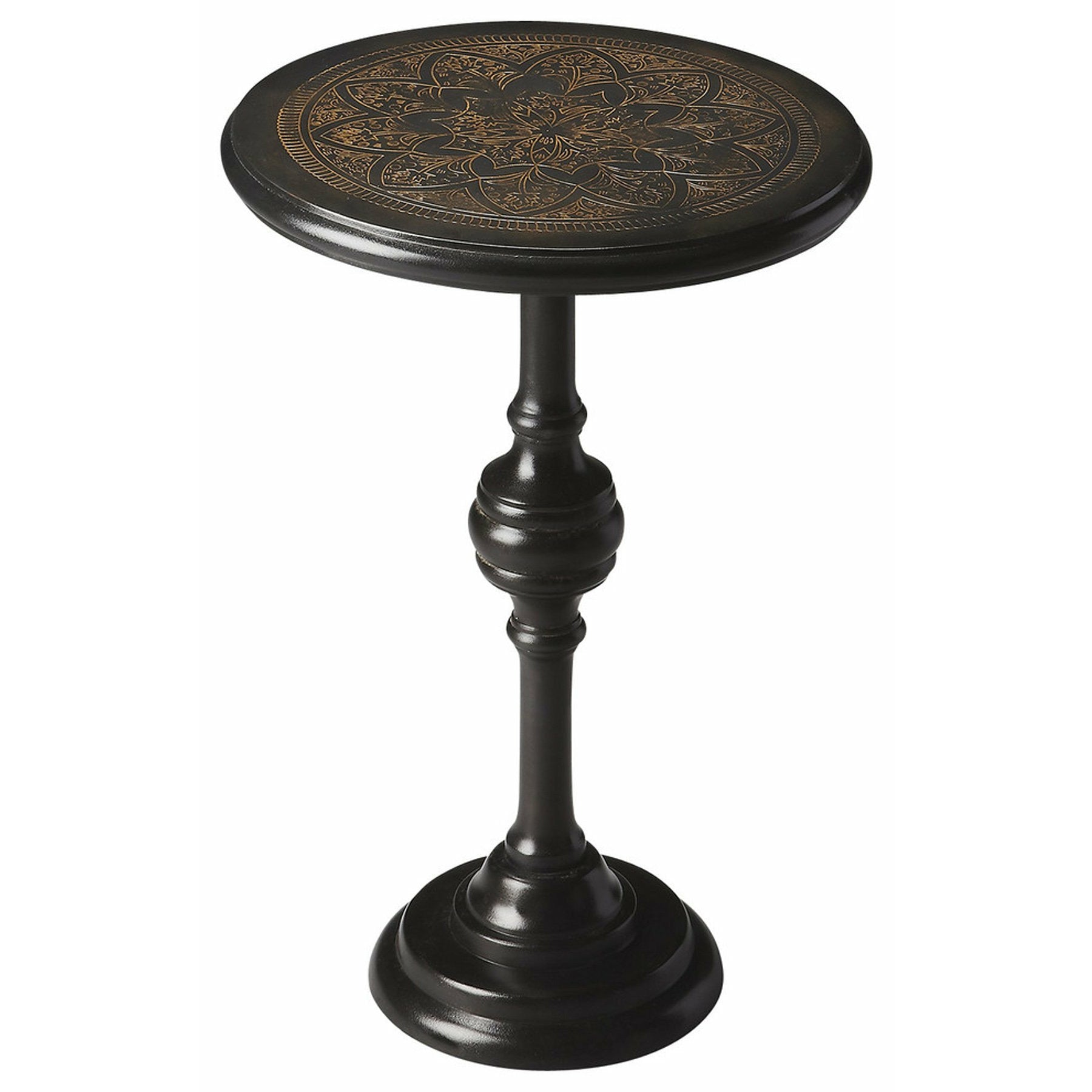 Butler Specialty Traditional Round Black Metal Accent Table Accent Tables Butler Specialty