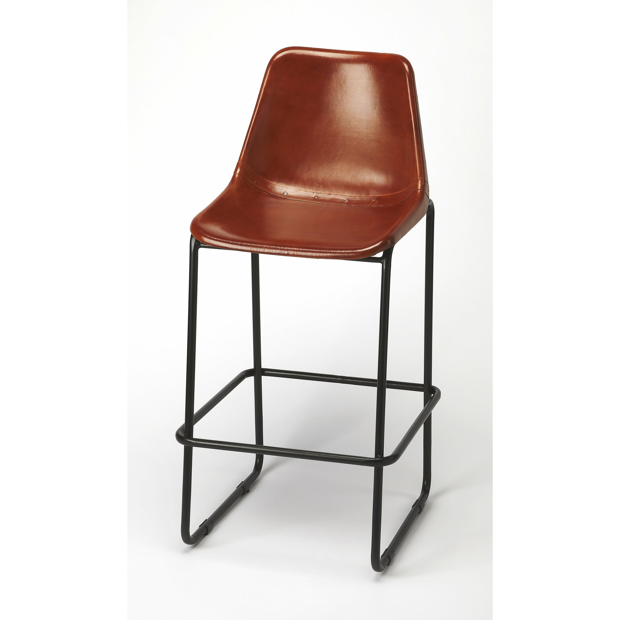 Butler Specialty Modern Rectangular Medium Brown Leather Bar Stool Barstools Butler Specialty