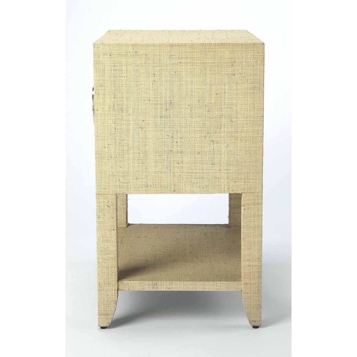 Butler Specialty Modern Rectangular Cream Beige Raffia End Table Accent Tables Butler Specialty