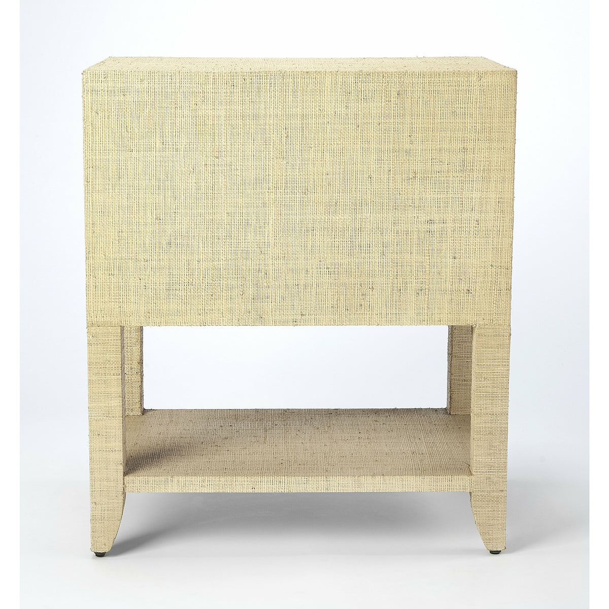 Butler Specialty Modern Rectangular Cream Beige Raffia End Table Accent Tables Butler Specialty
