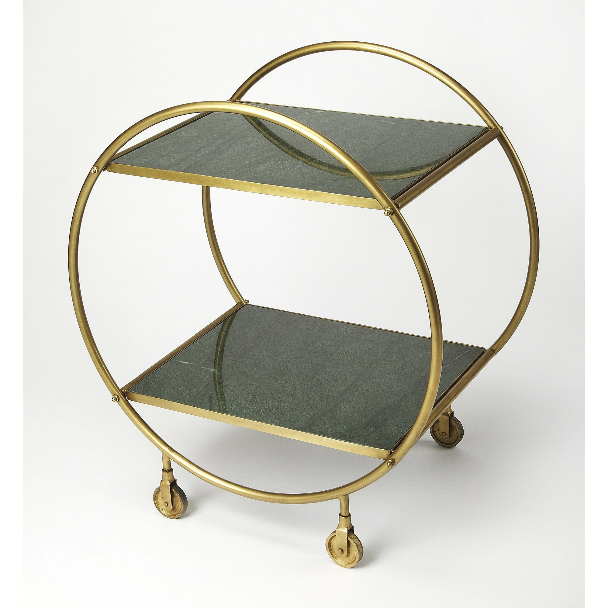 Butler Specialty Stylish Modern Rectangular Green Marble And Gold Metal Serving Table Serving Tables Butler Specialty