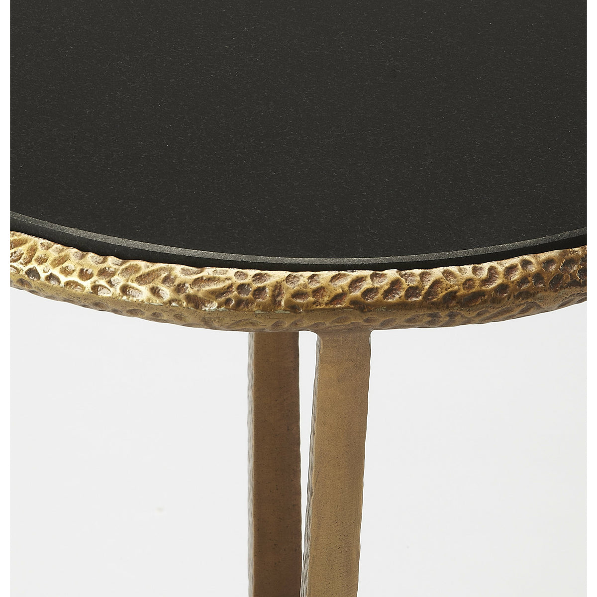Butler Specialty Modern Round Metal And Black Granite Stone Top End Table Accent Tables Butler Specialty