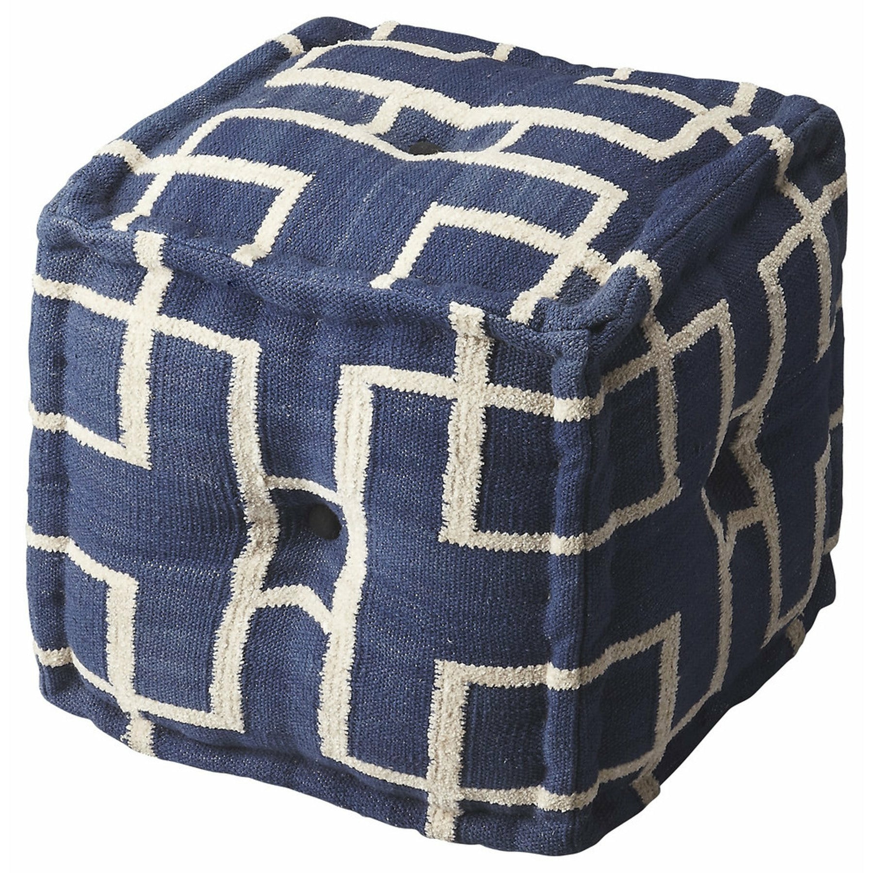 Butler Specialty Square Navy Blue Cotton Pouffe Benches Butler Specialty