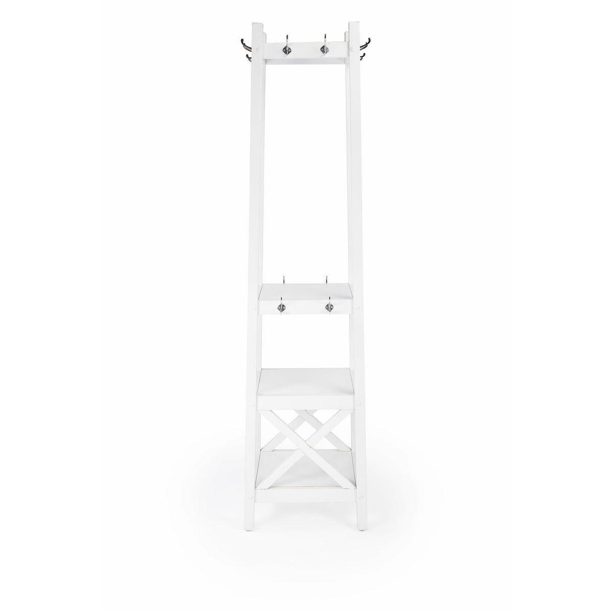 Butler Specialty Rectangular White Coat Rack With Shelves Costumers/Hall Trees Butler Specialty