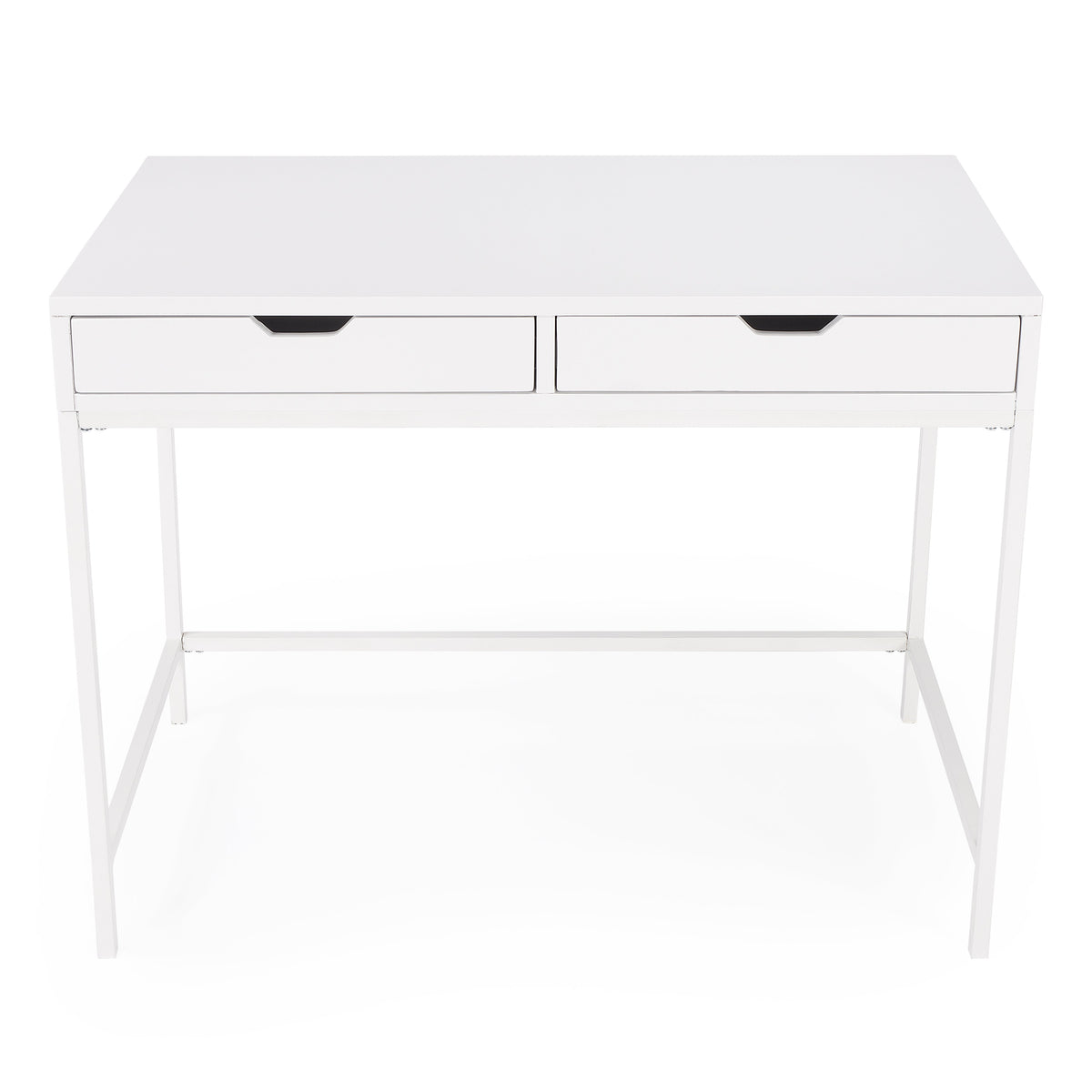 Butler Specialty Stylish Modern Rectangular White Wood Desk With 2 Drawers Desks &amp; Secretaries Butler Specialty