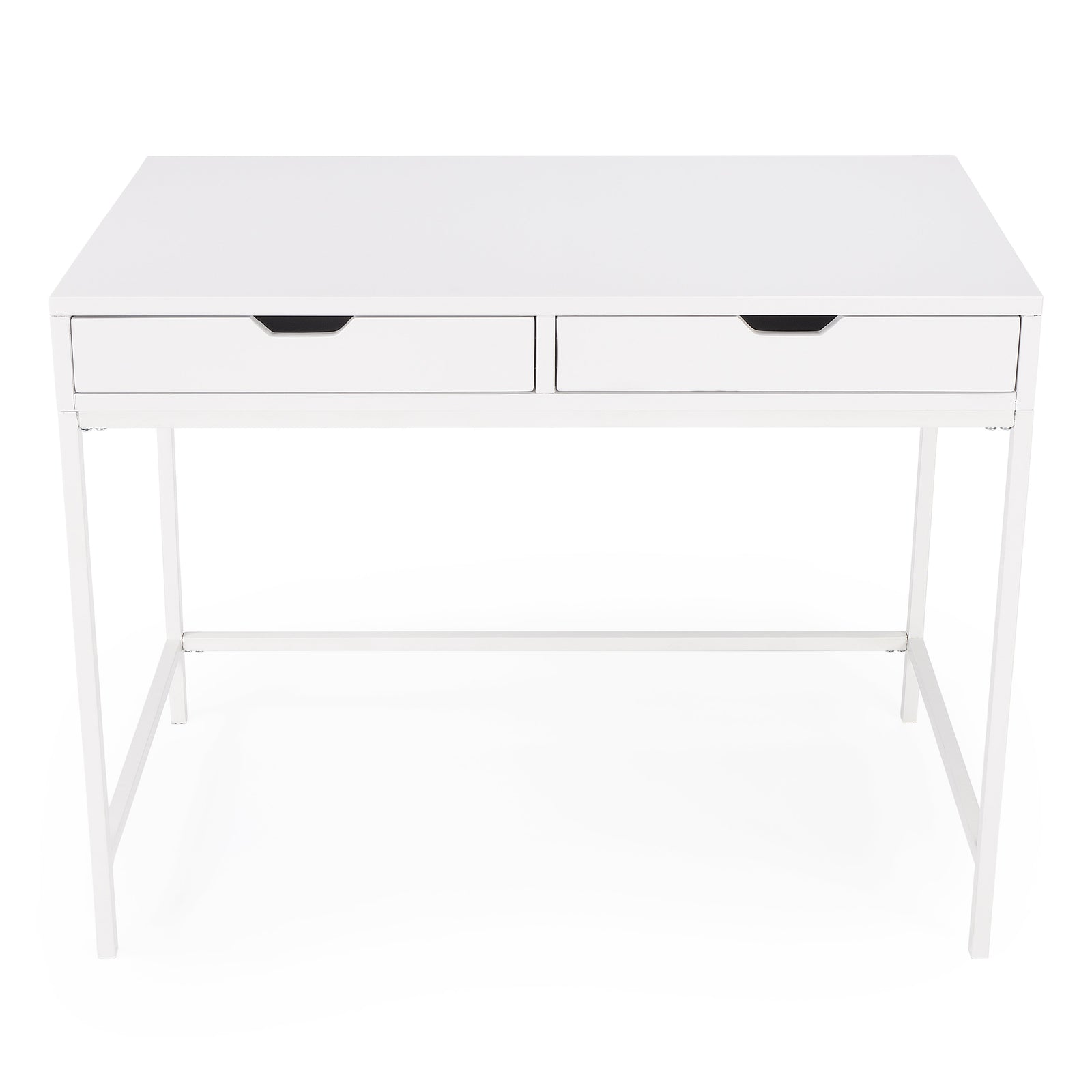 Butler Specialty Stylish Modern Rectangular White Wood Desk With 2 Drawers Desks & Secretaries Butler Specialty