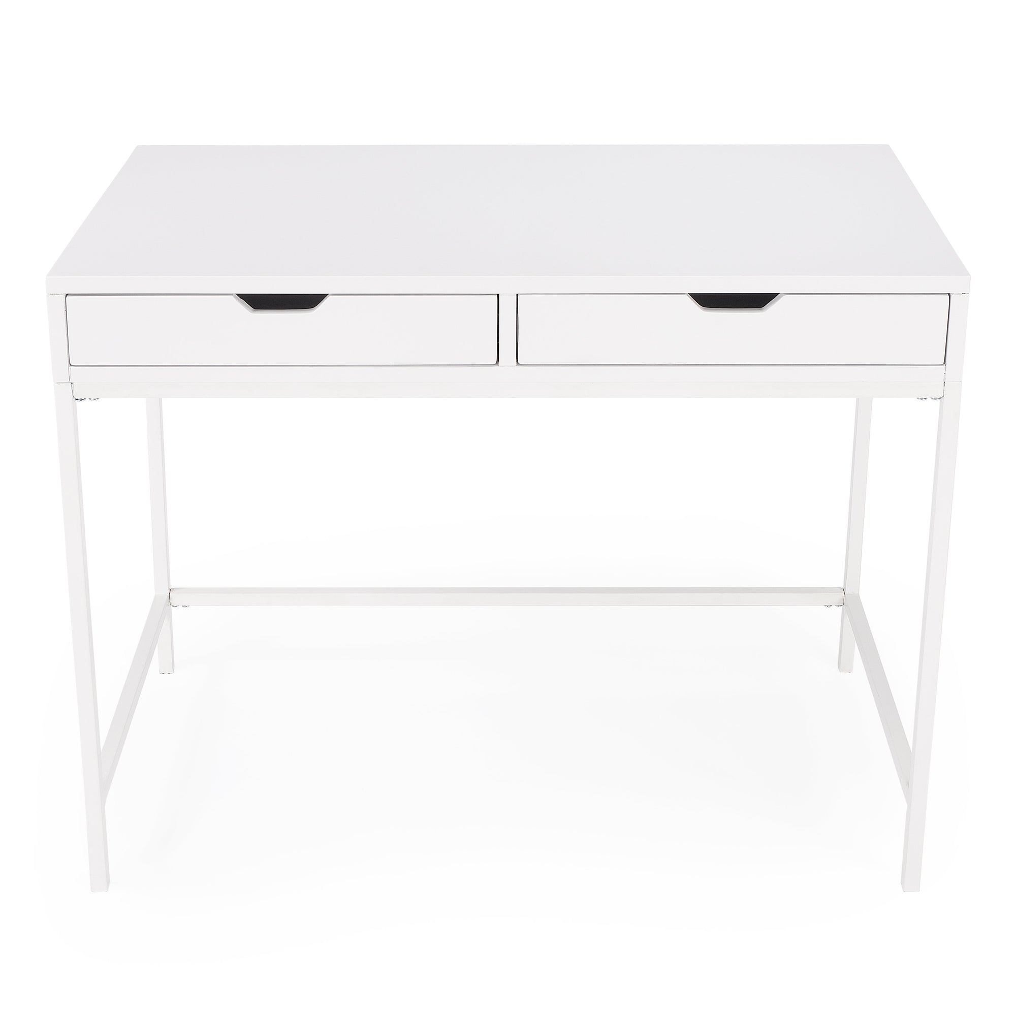 Butler Specialty Stylish Modern Rectangular White Wood Desk With 2 Drawers Desks & Secretaries Butler Specialty