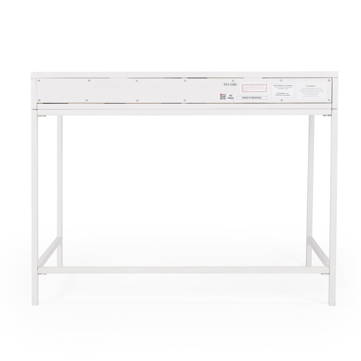 Butler Specialty Stylish Modern Rectangular White Wood Desk With 2 Drawers Desks &amp; Secretaries Butler Specialty