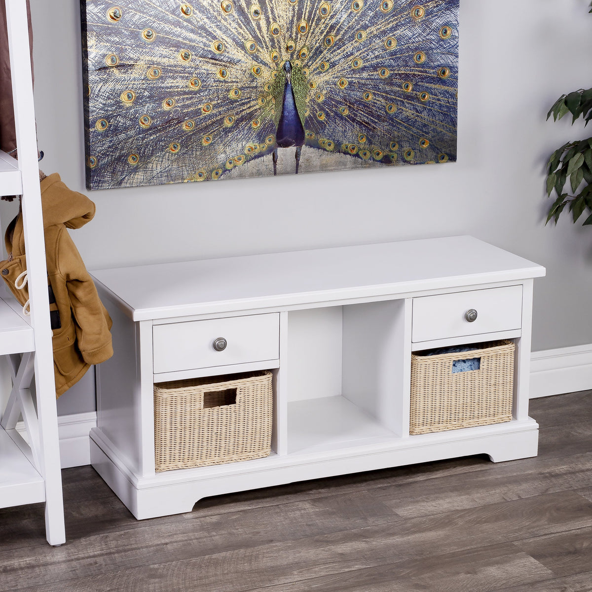 Butler Specialty Practical Transitional Rectangular White Bench With Storage Benches Butler Specialty