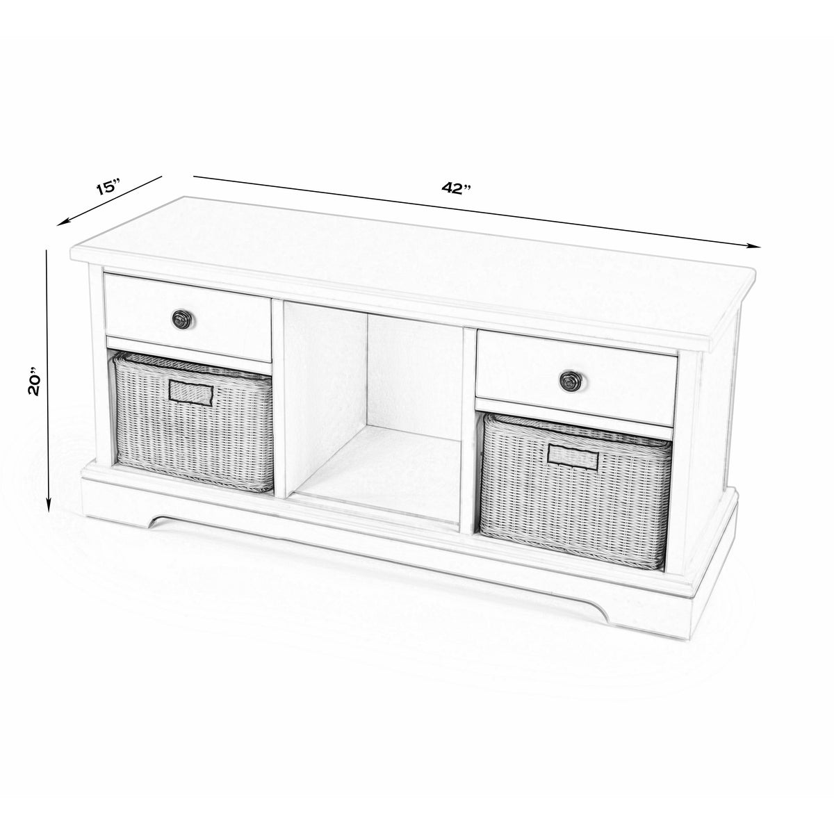 Butler Specialty Practical Transitional Rectangular White Bench With Storage Benches Butler Specialty