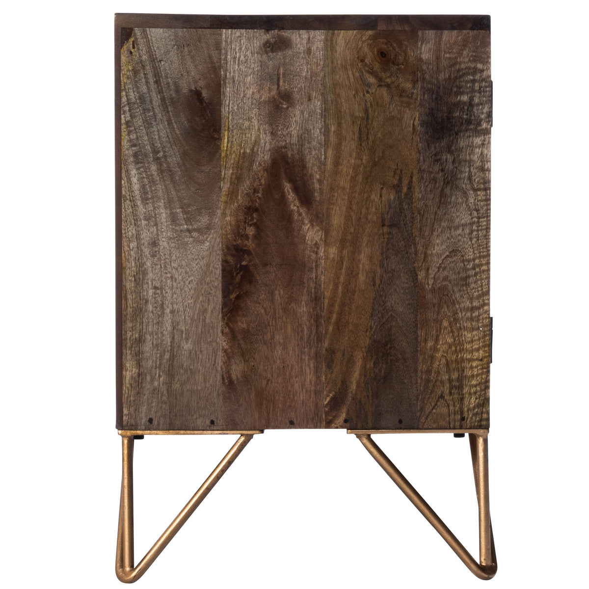 Butler Specialty Minimalist Modern Rectangular Medium Brown Wood Brass Metal Inlay Entertainment Console Entertainment Centers Butler Specialty