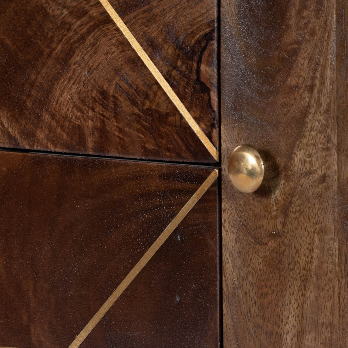 Butler Specialty Minimalist Modern Rectangular Medium Brown Wood Brass Metal Inlay Entertainment Console Entertainment Centers Butler Specialty