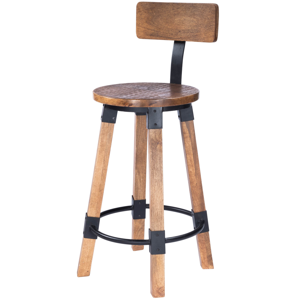 Butler Specialty Stylish Round Natural Wood Metal Counter Stool Barstools Butler Specialty