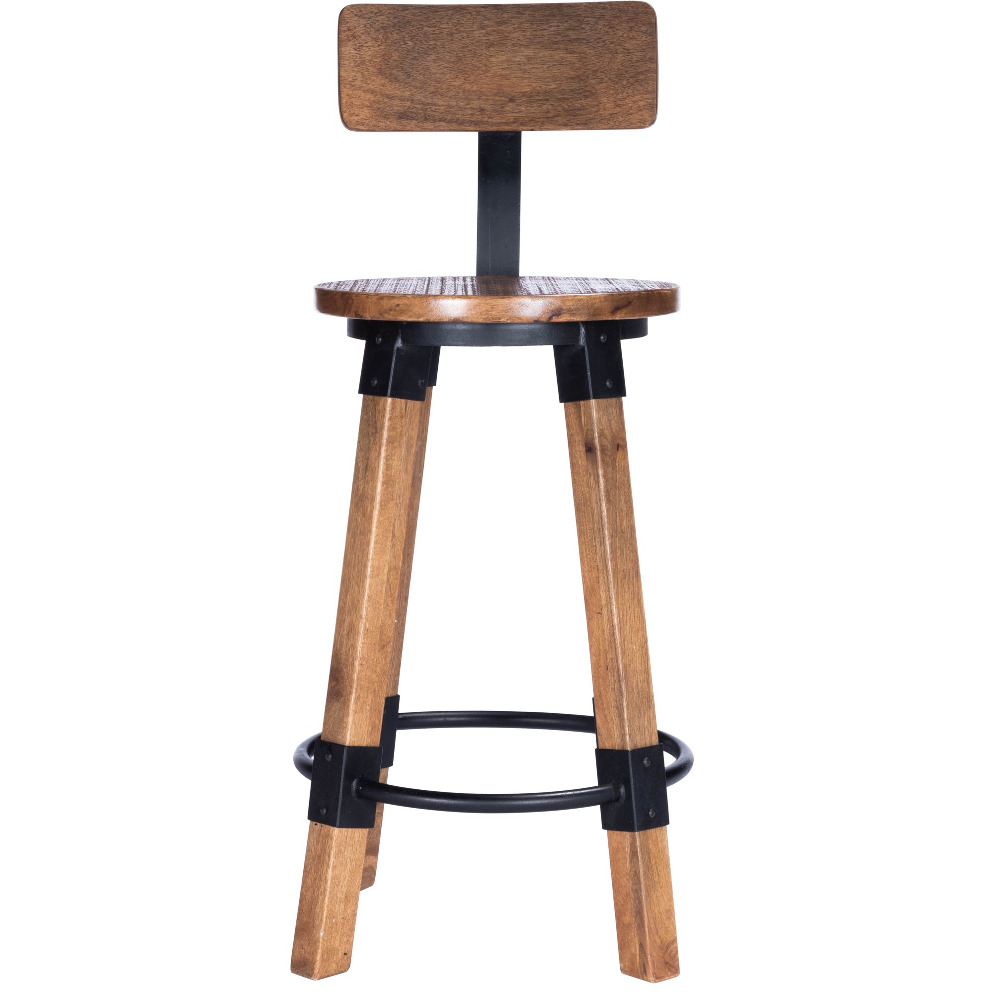 Butler Specialty Stylish Round Natural Wood Metal Counter Stool Barstools Butler Specialty