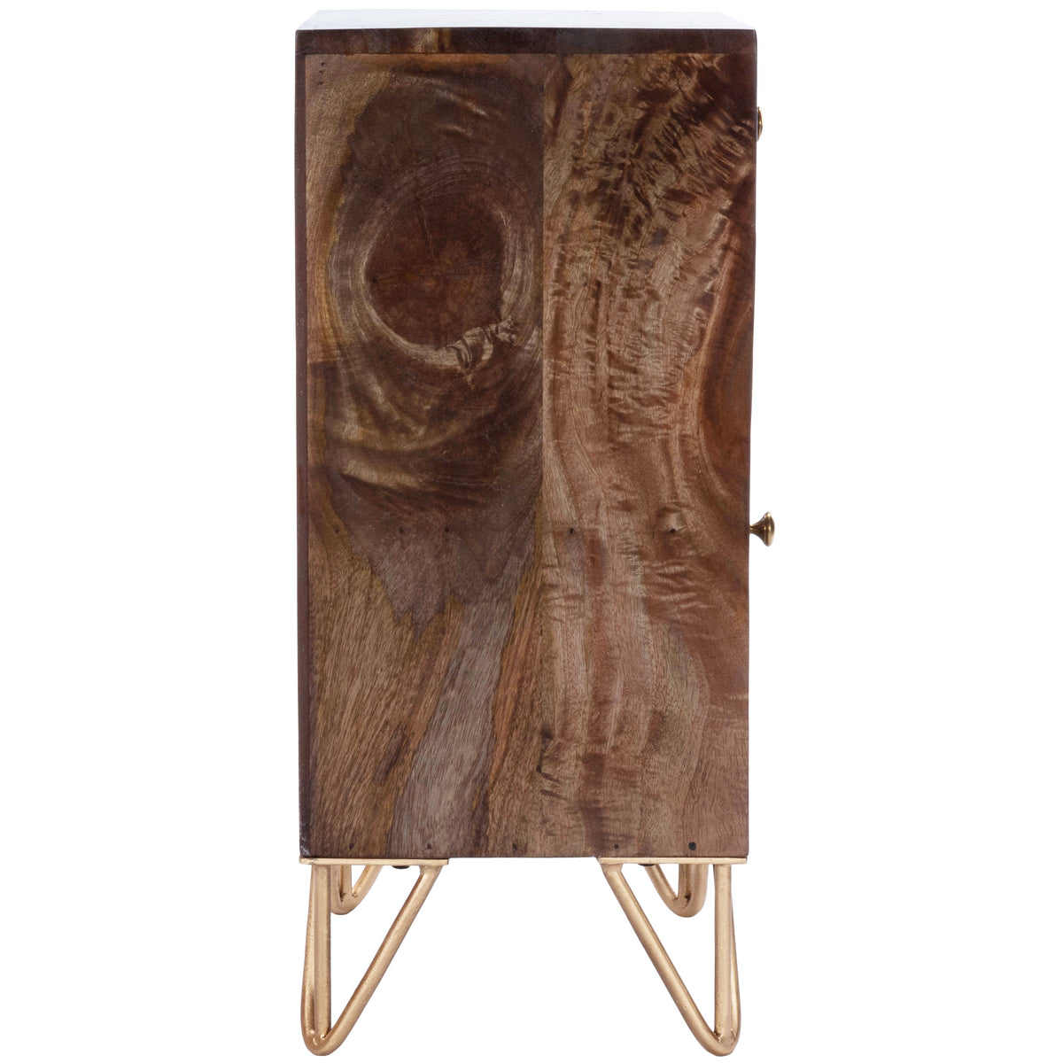 Butler Specialty Modern Minimalist Rectangular Medium Brown Wood Brass Metal Inlay Chairside Chest Chairside Chests Butler Specialty