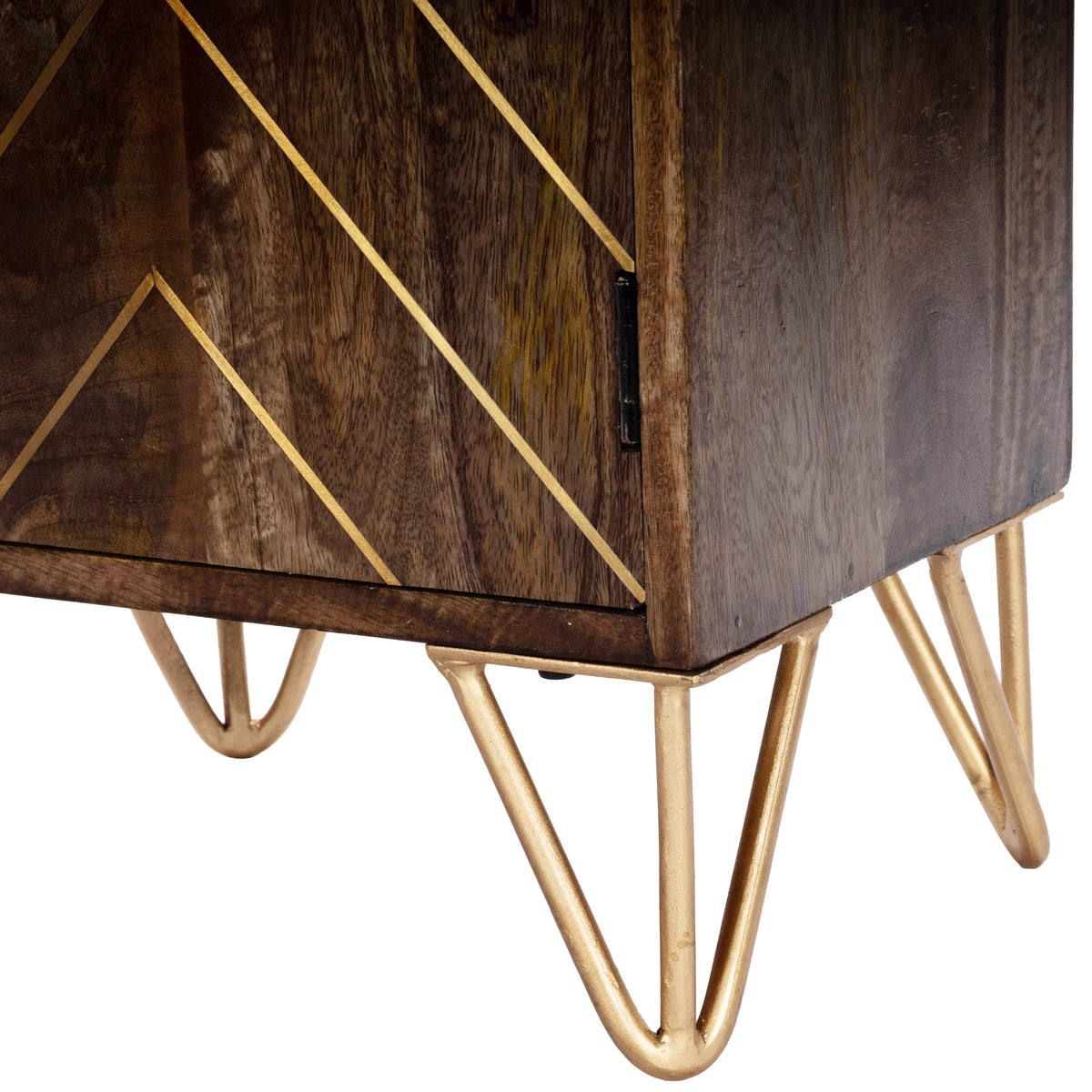 Butler Specialty Modern Minimalist Rectangular Medium Brown Wood Brass Metal Inlay Chairside Chest Chairside Chests Butler Specialty