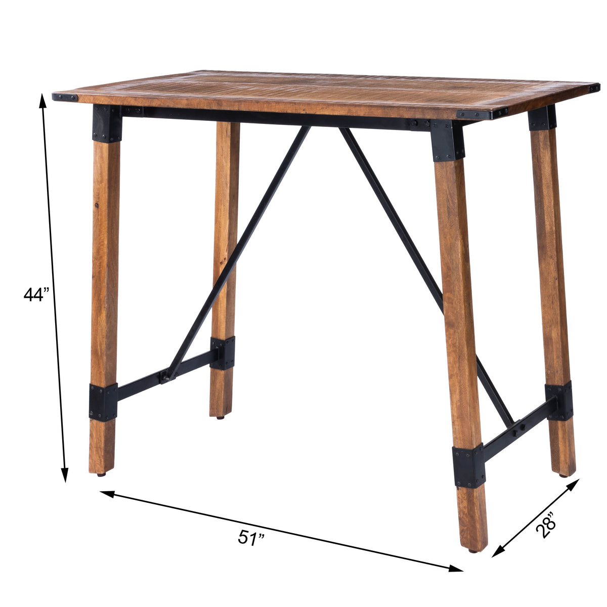 Butler Specialty Stylish Rectangular Natural Wood And Metal Pub Table Foyer Tables Butler Specialty