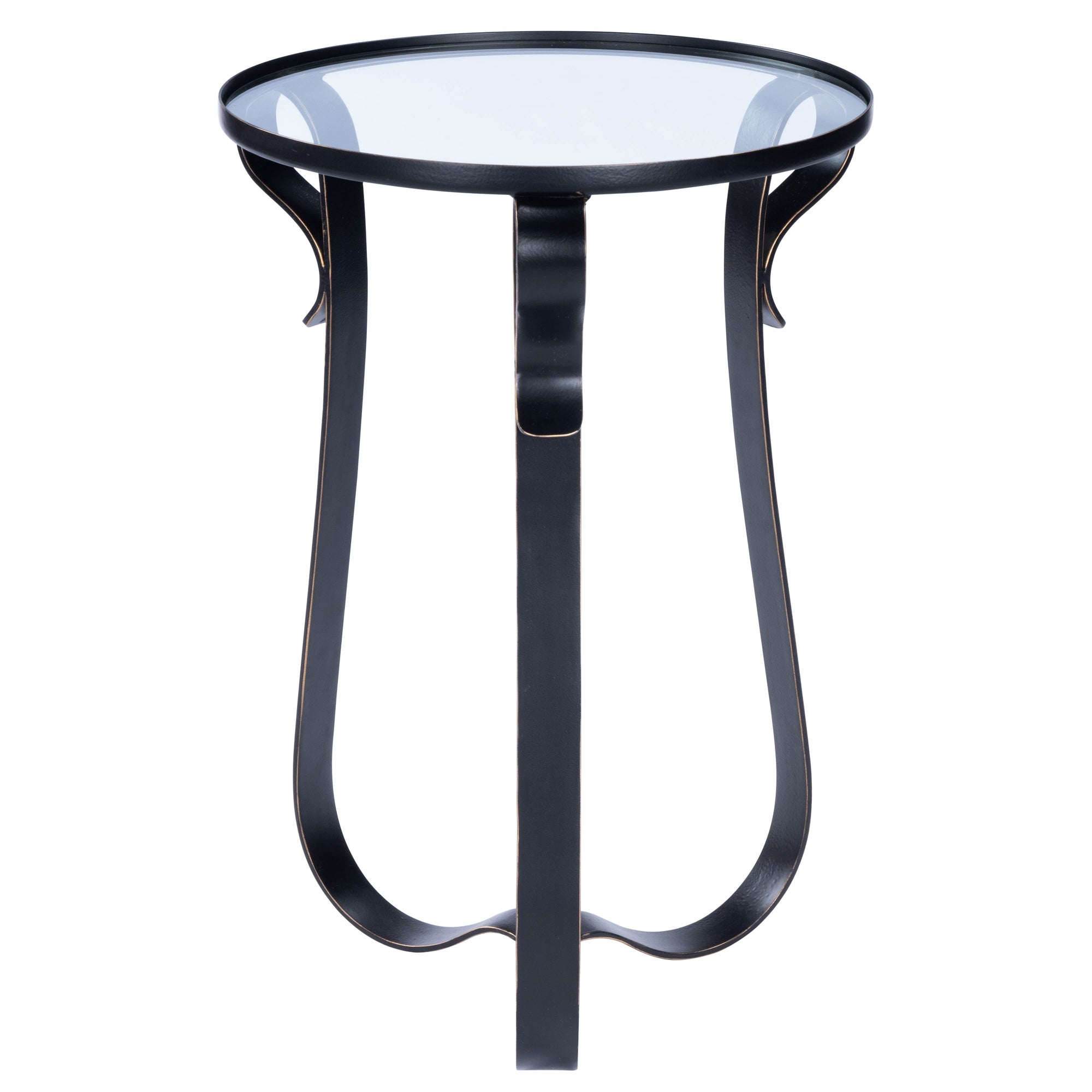 Butler Specialty Modern Round Dark Brown Metal Glass End Table Accent Tables Butler Specialty