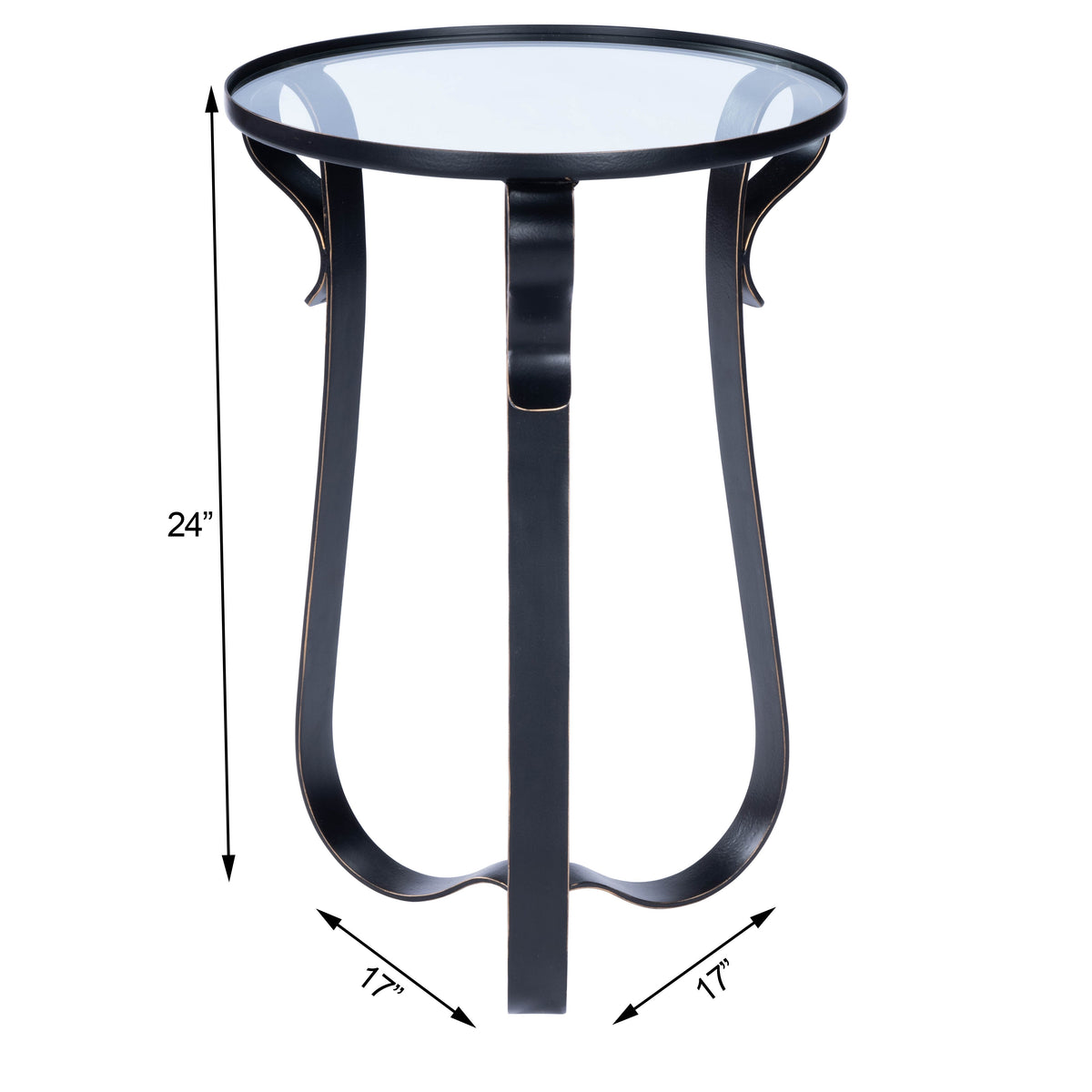 Butler Specialty Modern Round Dark Brown Metal Glass End Table Accent Tables Butler Specialty