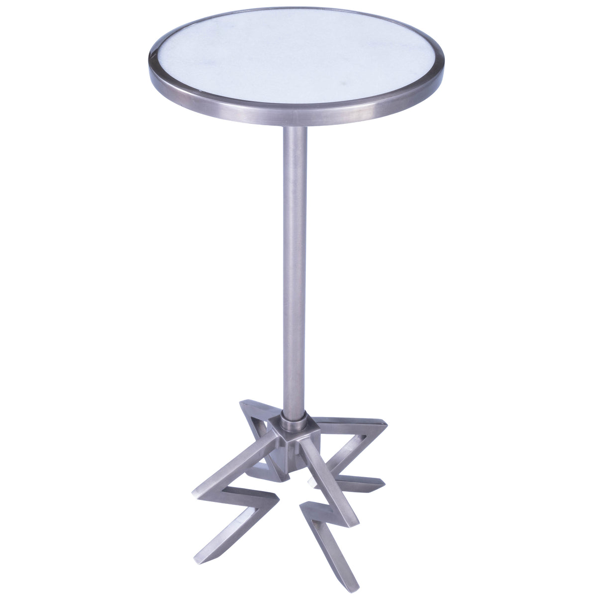 Butler Specialty Modern Round Silver Metal Marble End Table Accent Tables Butler Specialty