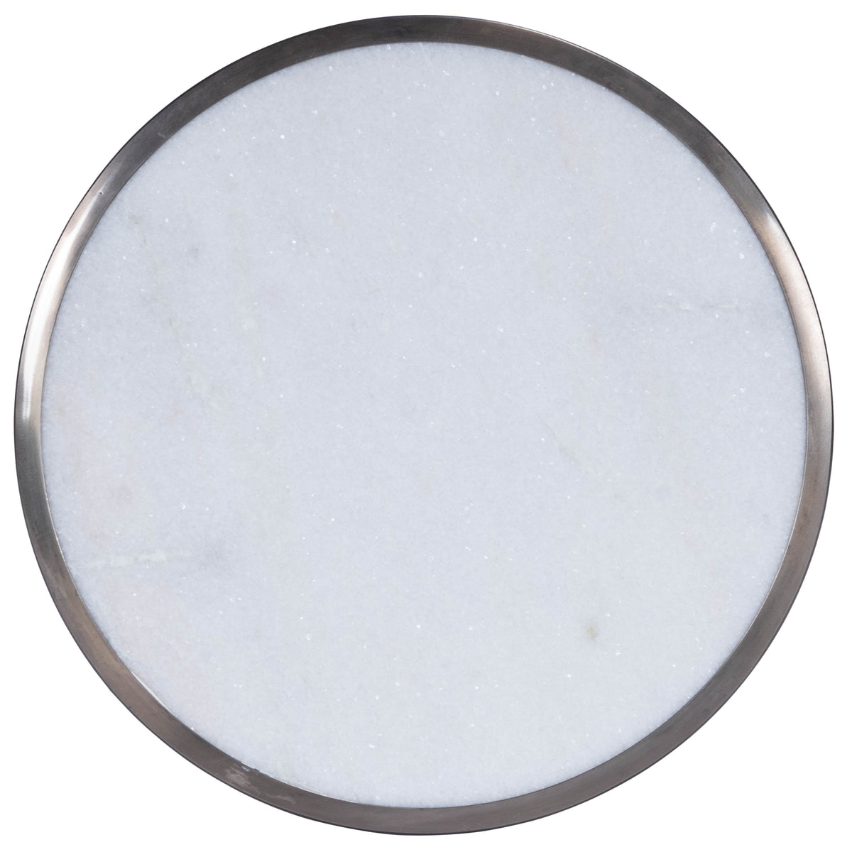 Butler Specialty Modern Round Silver Metal Marble End Table Accent Tables Butler Specialty