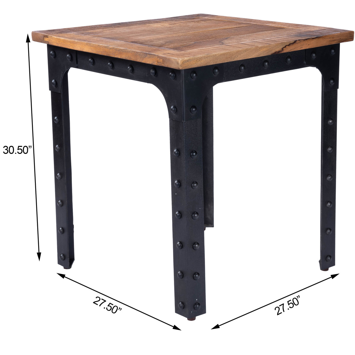 Butler Specialty Industrial Inspired Square Natural Wood Metal Dining Table Foyer Tables Butler Specialty