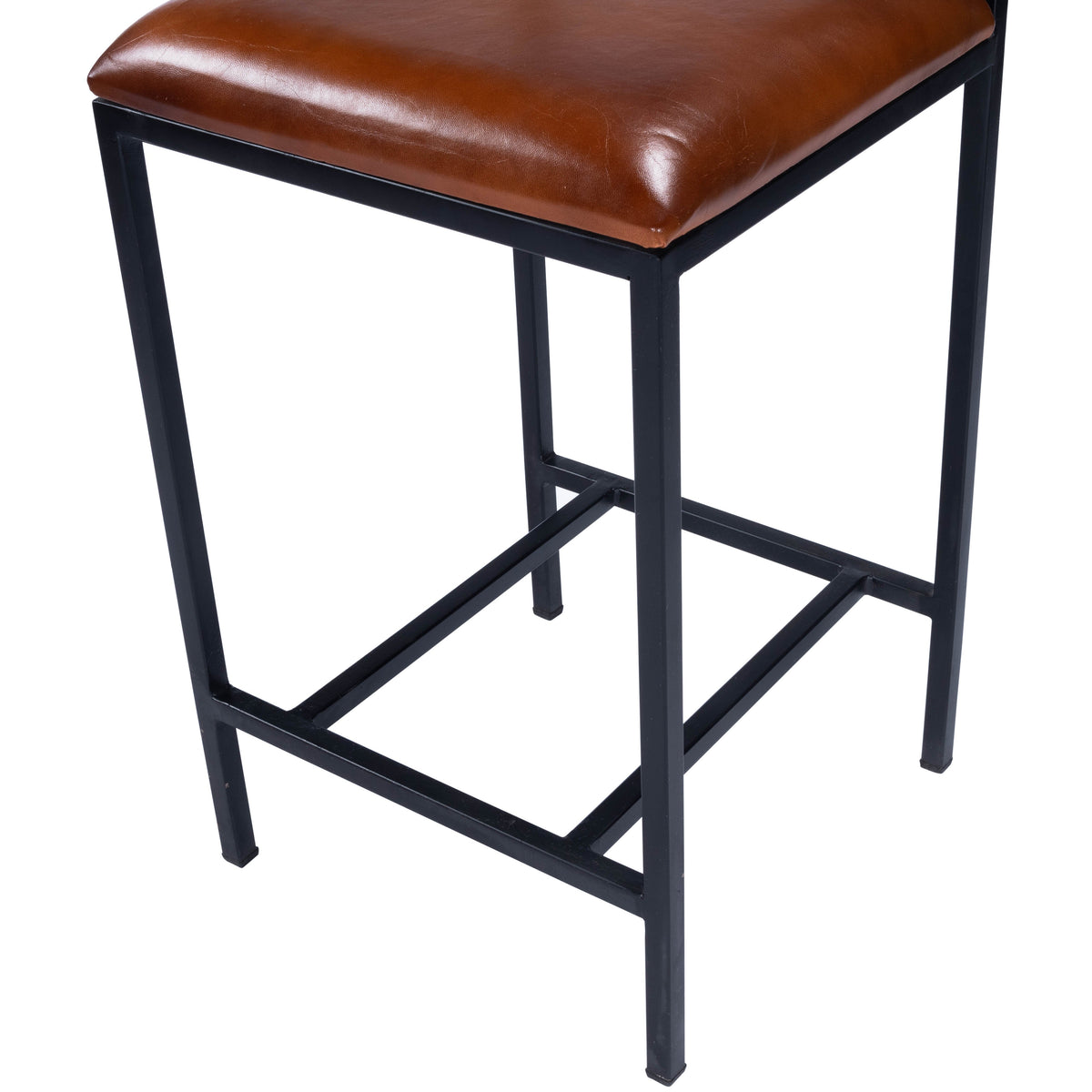 Butler Specialty Modern Industrial Style Rectangular Menium Brown Leather Metal Counter Stool Barstools Butler Specialty