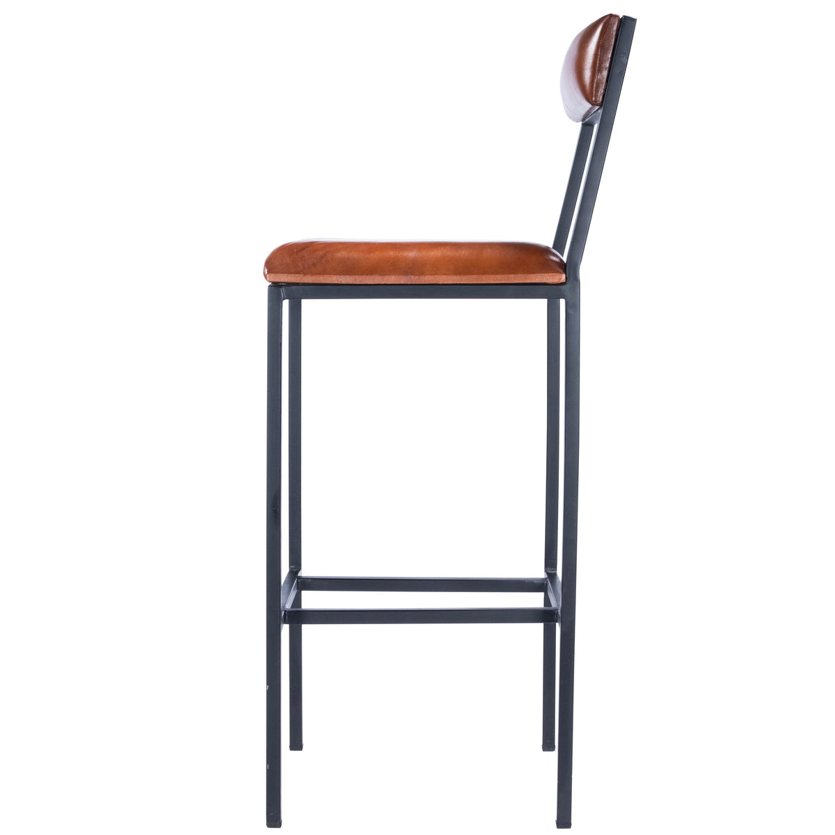 Butler Specialty Modern Rectangular Medium Brown Leather Metal Bar Stool Barstools Butler Specialty