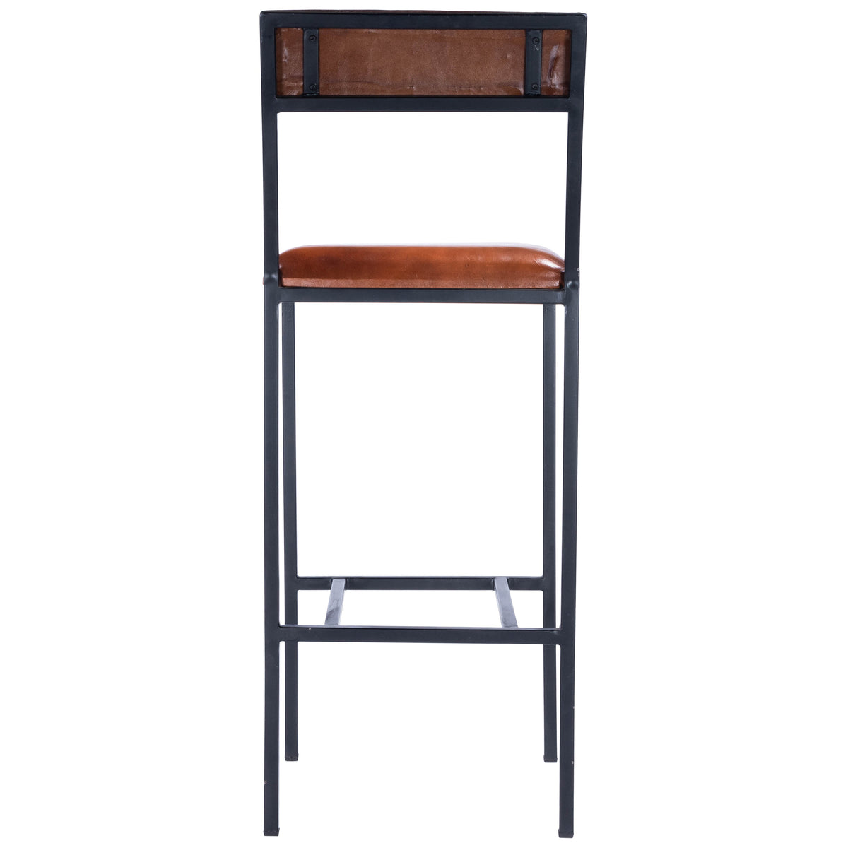 Butler Specialty Modern Rectangular Medium Brown Leather Metal Bar Stool Barstools Butler Specialty