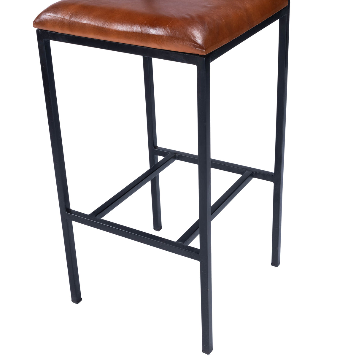 Butler Specialty Modern Rectangular Medium Brown Leather Metal Bar Stool Barstools Butler Specialty