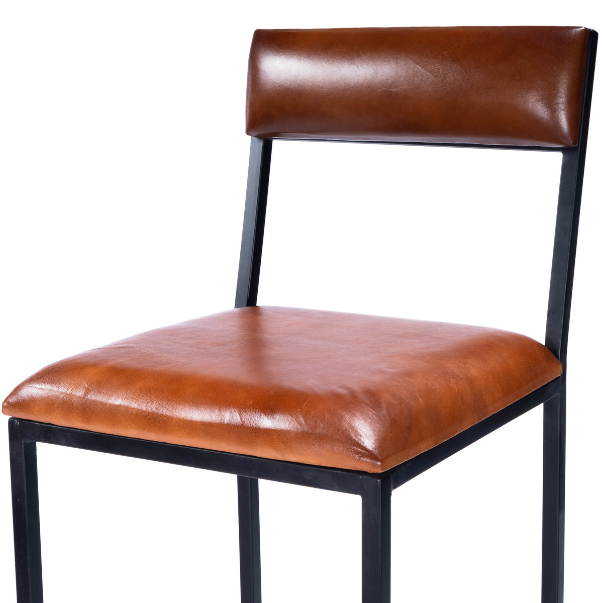 Butler Specialty Modern Rectangular Medium Brown Leather Metal Bar Stool Barstools Butler Specialty