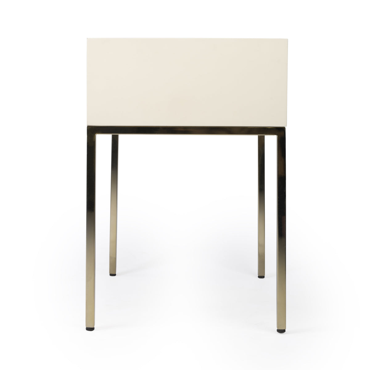 Butler Specialty Modern Rectangular White Gold Drawer End Table Accent Tables Butler Specialty