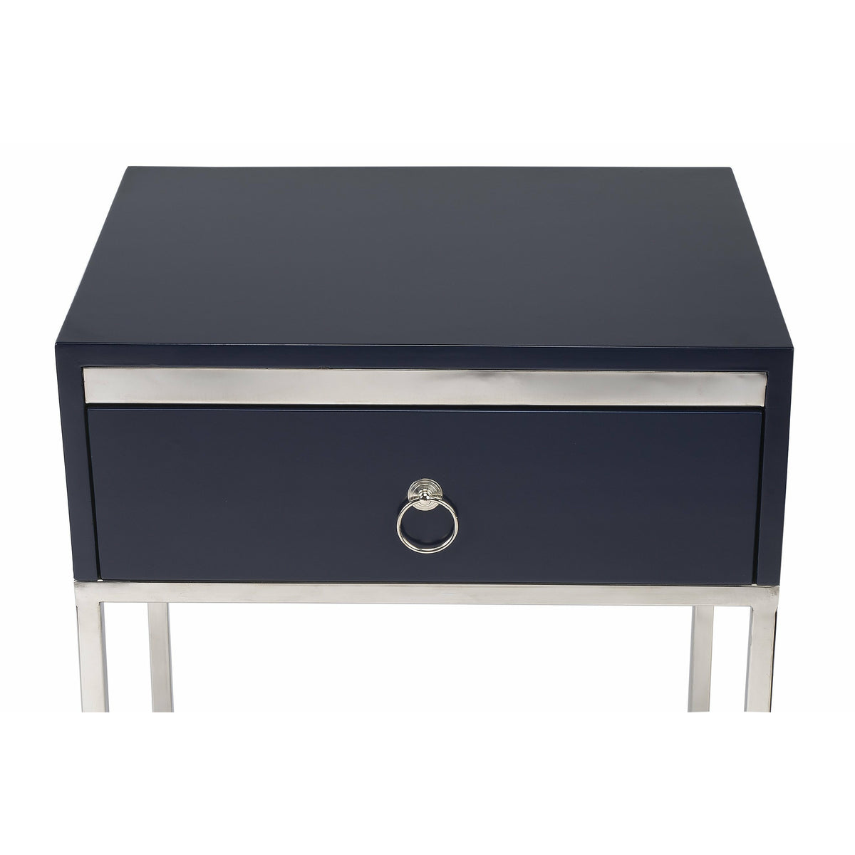 Butler Specialty Modern Rectangular Blue Silver End Table Accent Tables Butler Specialty